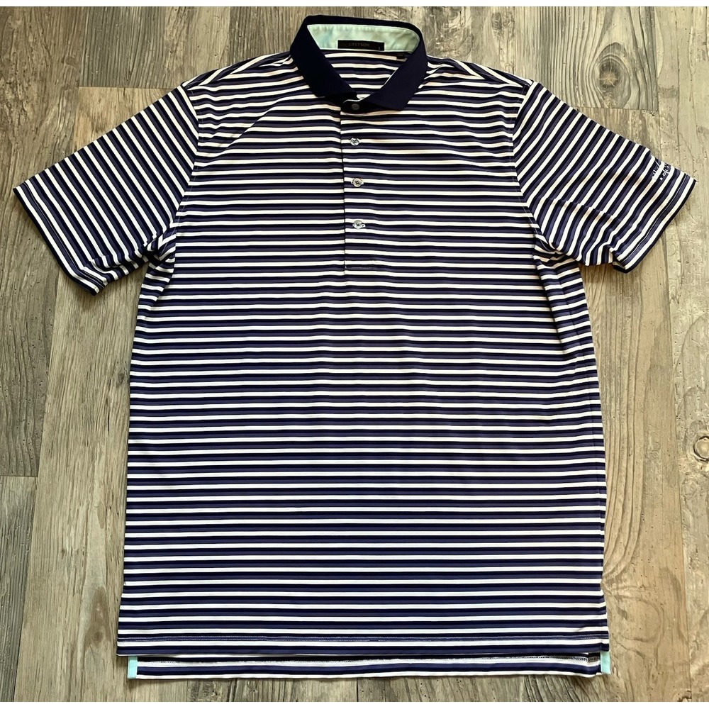 Greyson Polo Shirt Mens Large Striped Golf  Performance Whisper Rock